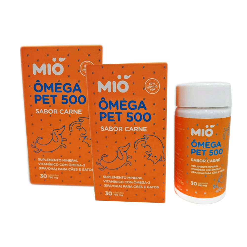 Kit 2 Ômega Pet 500 Mió Sabor Carne 30 Cápsulas em Oferta na Shopee
