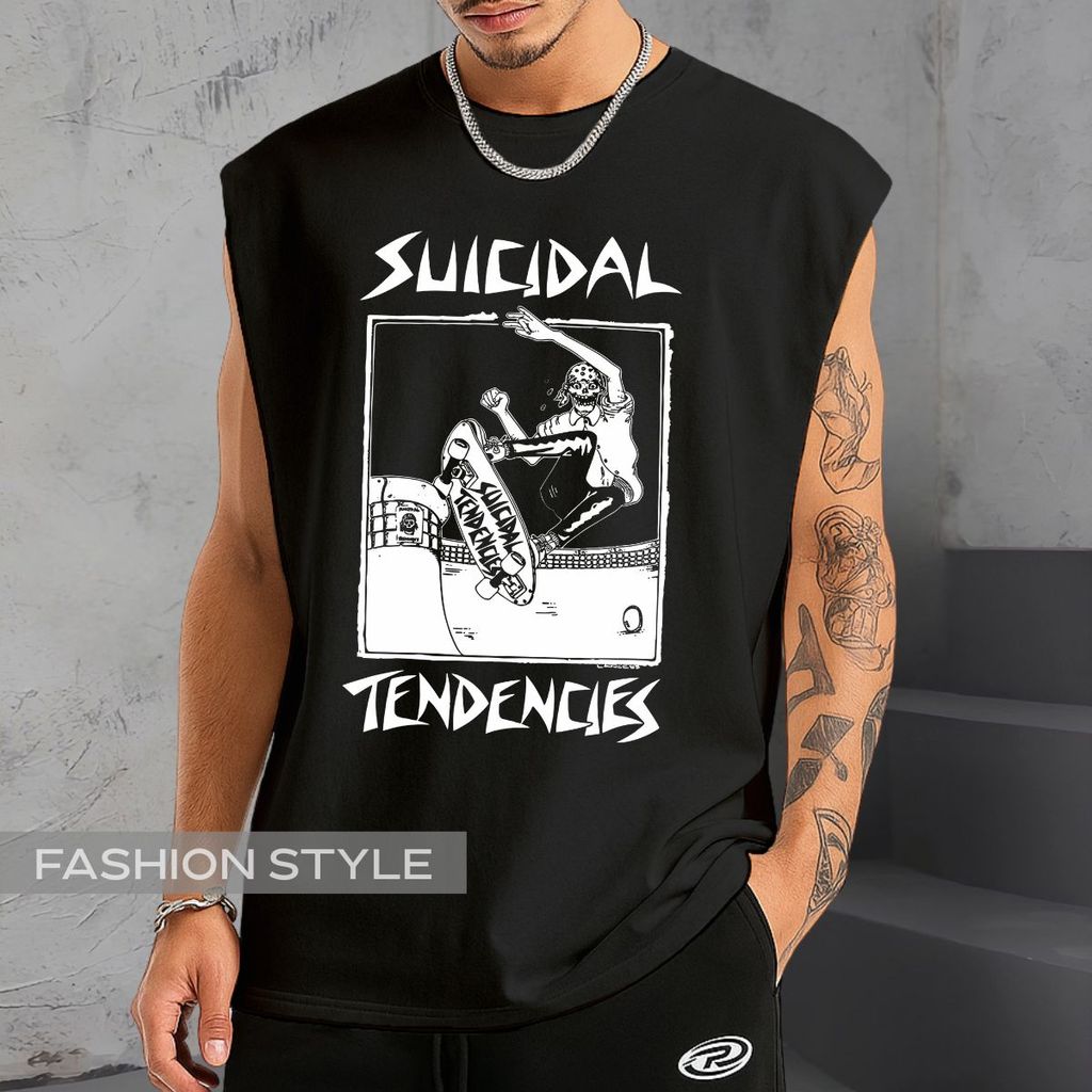 Regata Oversized Suicidal Tendencies Hardcore Punk Rock Roll Banda Logo Álbum Musicas Camisa Machão Cavada Algodão