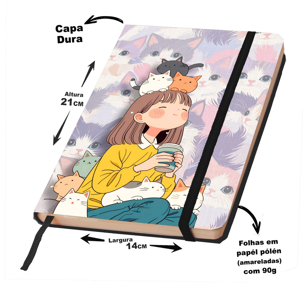 Caderno SKETCHBOOK ou anotações GATOS FOFOS 21x14cm