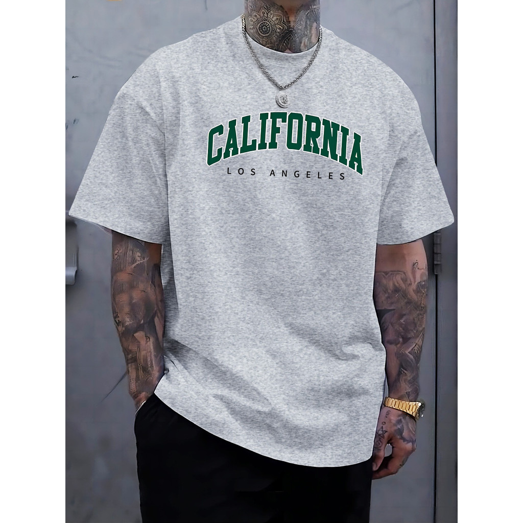 Camiseta estampada CALIFÓRNIA para homens, camiseta casual de manga curta para o verão