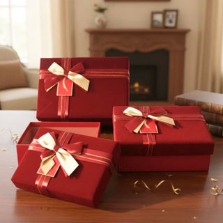 Kit 3 Caixas de Presente de Luxo com Tampa Aveludada e Laço em Oferta na Shopee