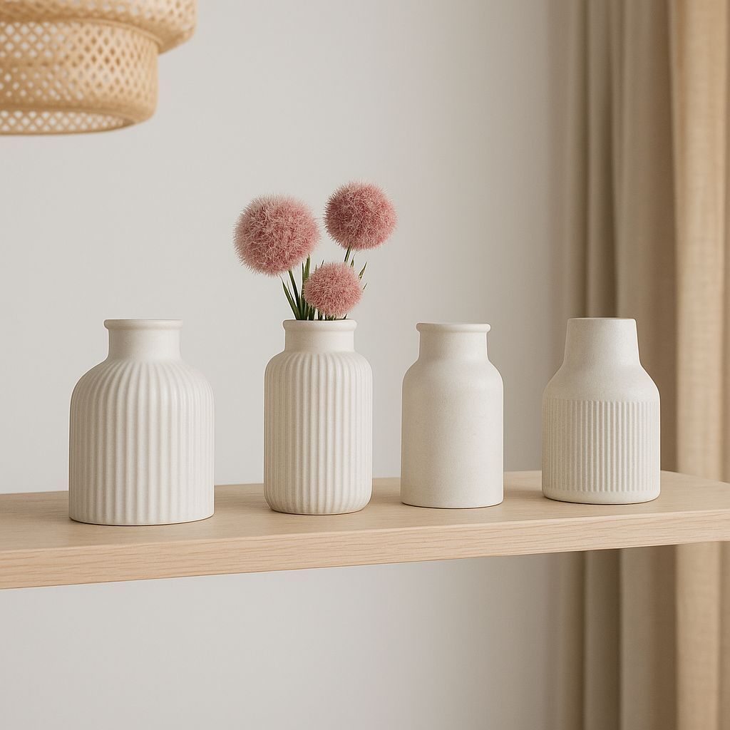 kIT DE 4 VASOS DECORATIVOS DE GESSO