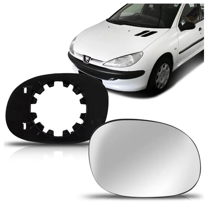 Lente Retrovisor Com Base Peugeot 206 207 1999 a 14 Esquerdo