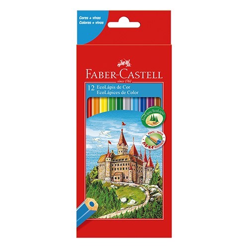Lápis De Cor 12 Cores Faber Castell Ecolápis Sextavado Original em Oferta na Shopee