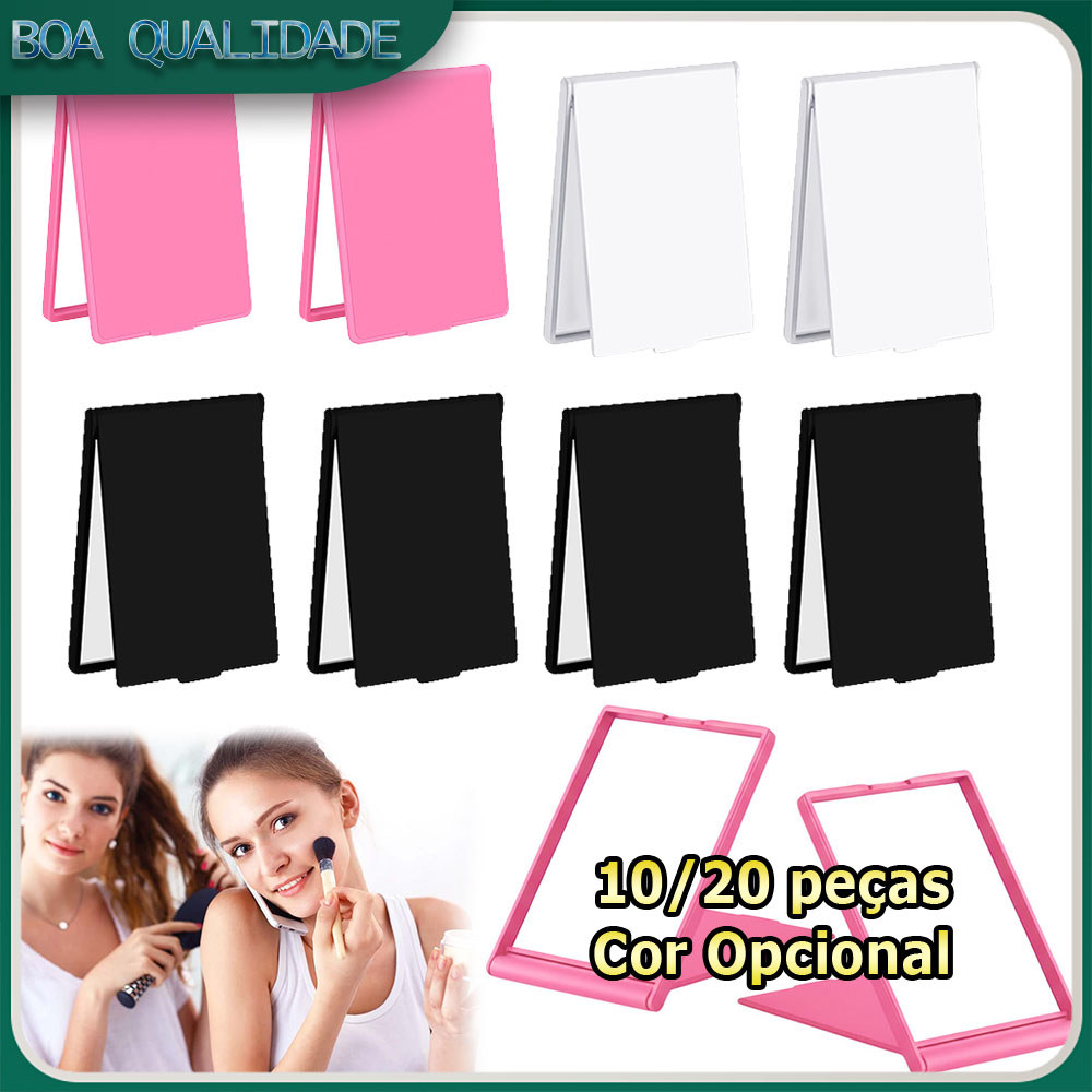 10/20 KIT Espelho de Bolsa quadrado Espelhinho de mão com tampa protetora Espelho Real Espelho Maquiagem - Várias cores