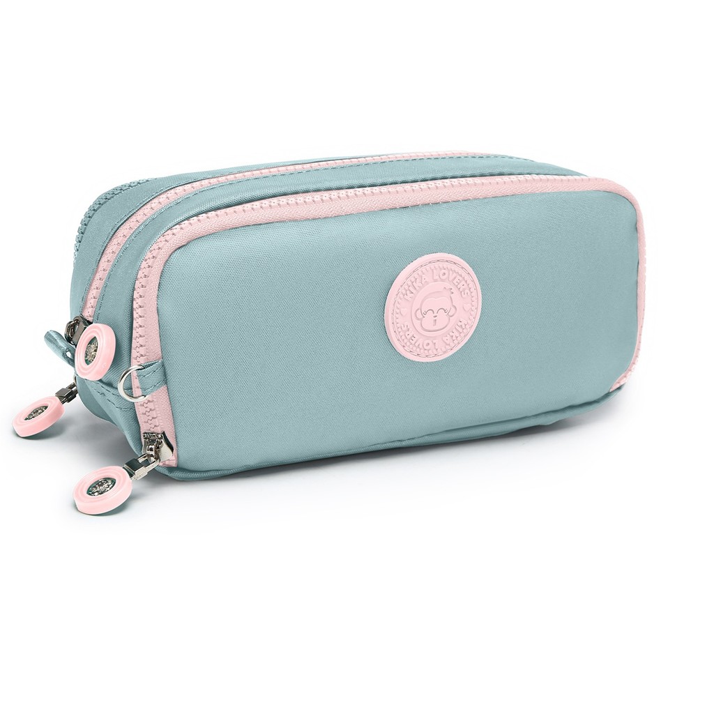 Estojo Escolar Triplo 3 Divisórias Zíper C/ Chaveiro Da Kika em Oferta na Shopee