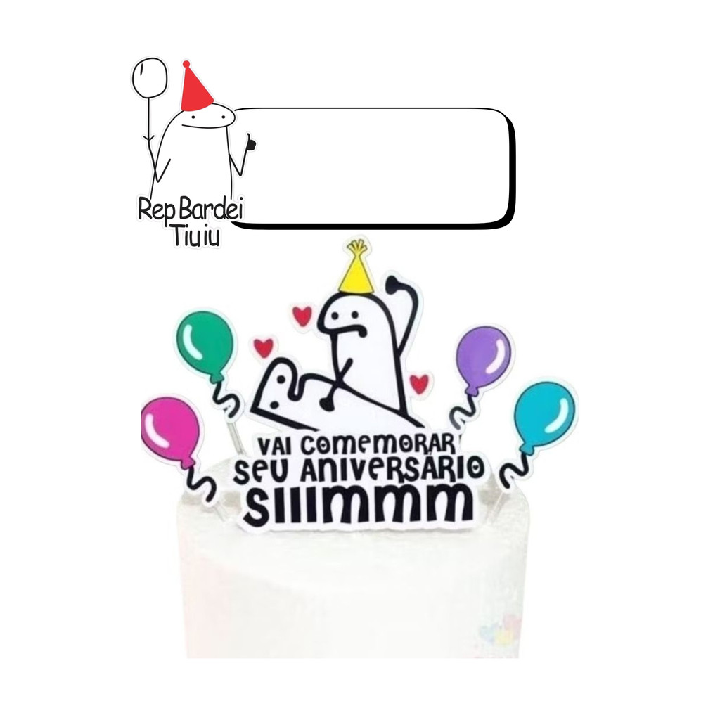 Topo Topper de Bolo Flork Bento Divertido Personalizado Nome e Idade Mod3 em Oferta na Shopee