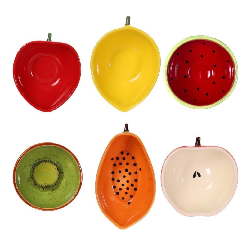 Kit 6 Bowls Tigela Cumbuca Fruta Mesa Posta Melancia Limão Mamão Maça Morango Kiwi Decoração Jantar