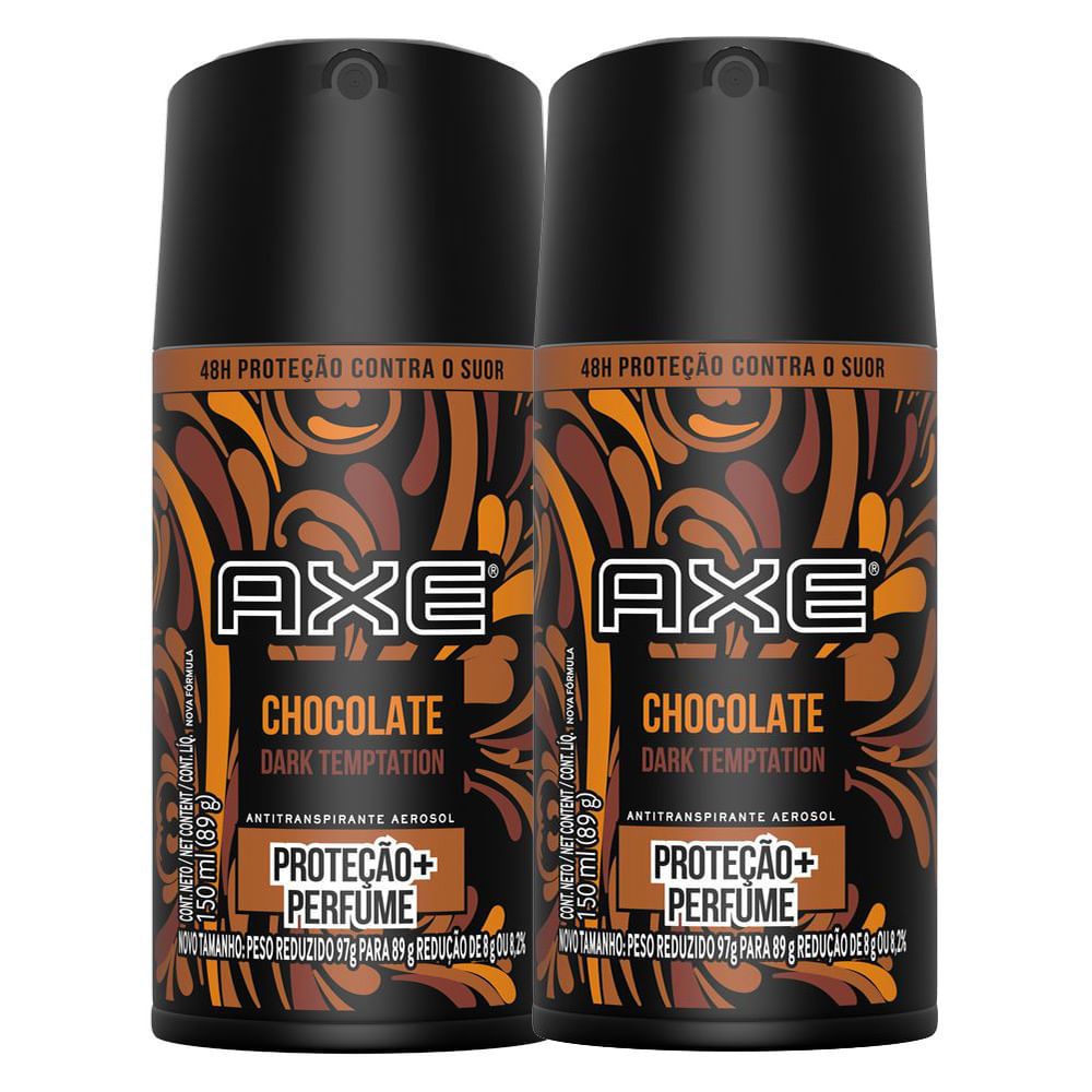 Kit 2 Desodorante Axe Chocolate Dark Temptation Body Spray Aerosol 150ml em Oferta na Shopee