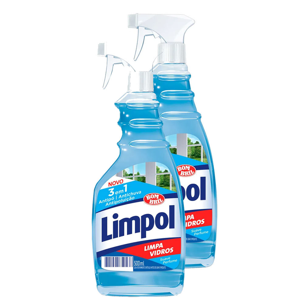Kit 2 Limpa Vidros Limpol 3 em 1 500ml