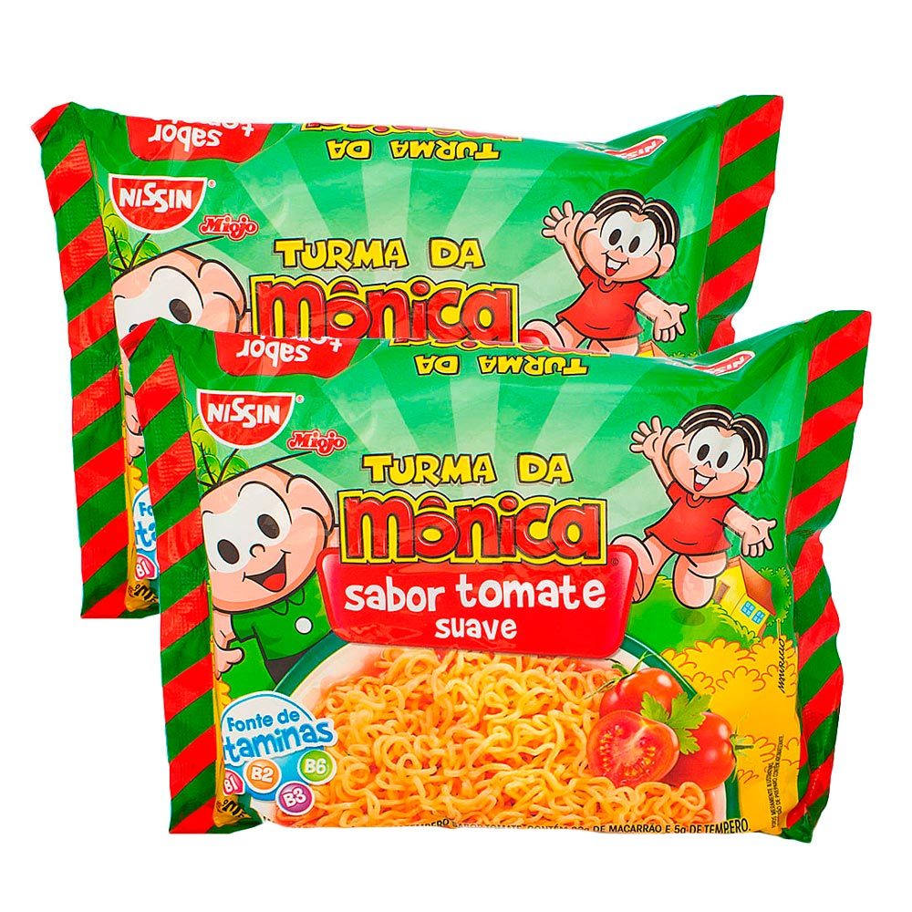 Kit 2 Macarrão Instantâneo Nissin Turma da Mônica Sabor Tomate Suave com 85g em Oferta na Shopee