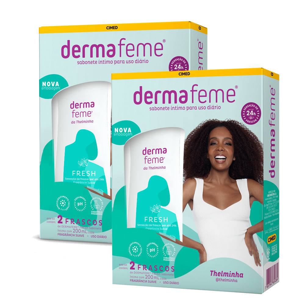 Kit 2 Sabonete Íntimo Dermafeme Fresh Kit 2X200Ml em Oferta na Shopee