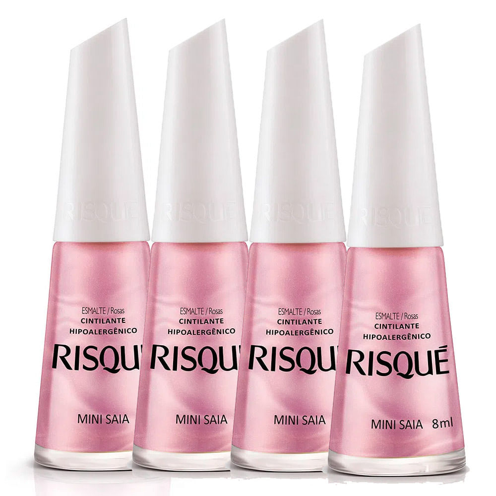 Kit 4 Esmalte Risqué Rosa Cintilante Mini Saia 8ml em Oferta na Shopee