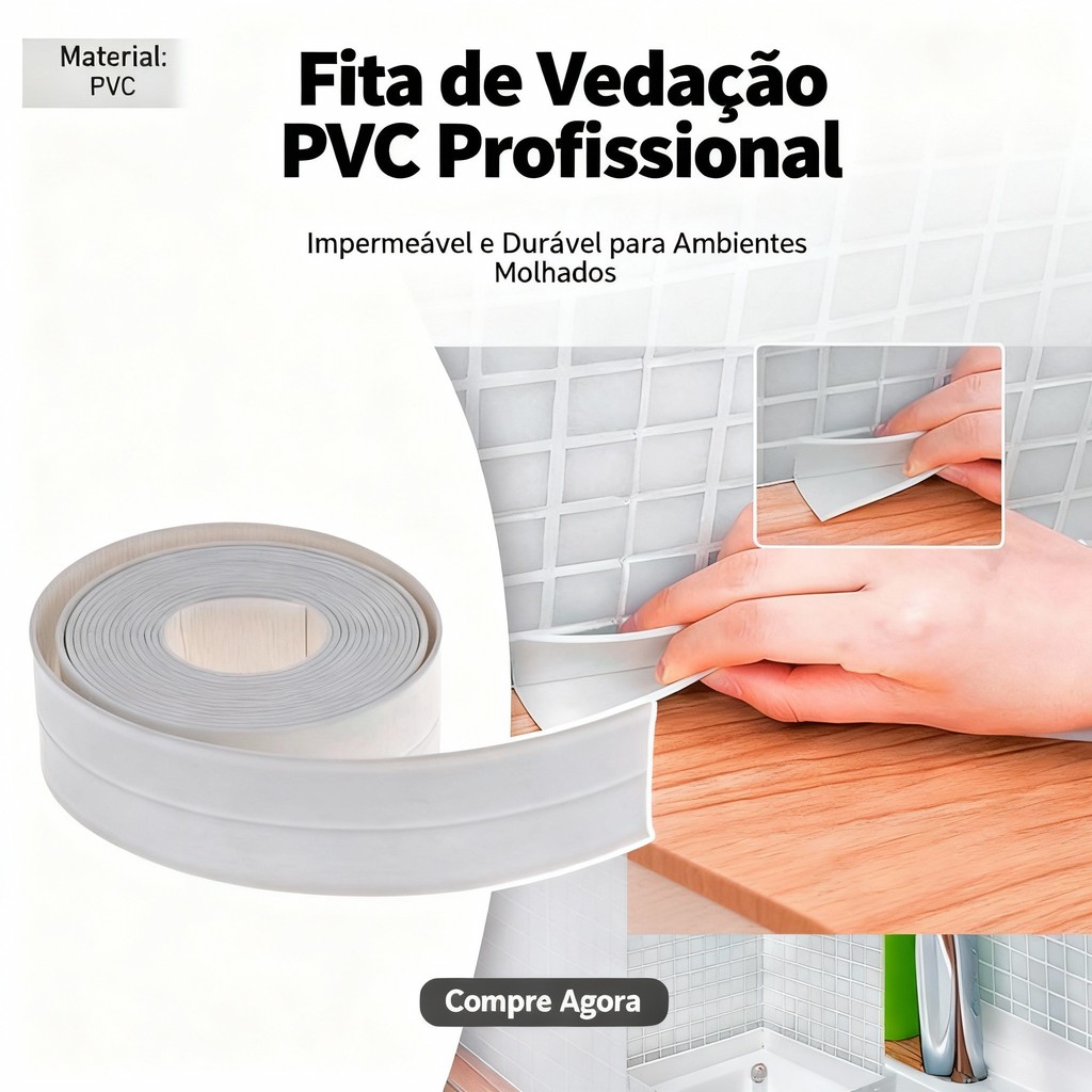 Fita de Vedação Impermeável 3.8CM X 3.2M Selante PVC À Prova D 'Água Para Cozinha Banheiro Banheira em Oferta na Shopee