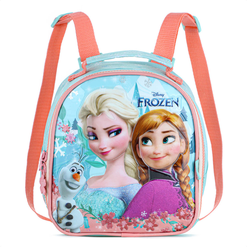 Lancheira Escolar Xeryus Disney Frozen 14744 Azul e Salmão - Infantil