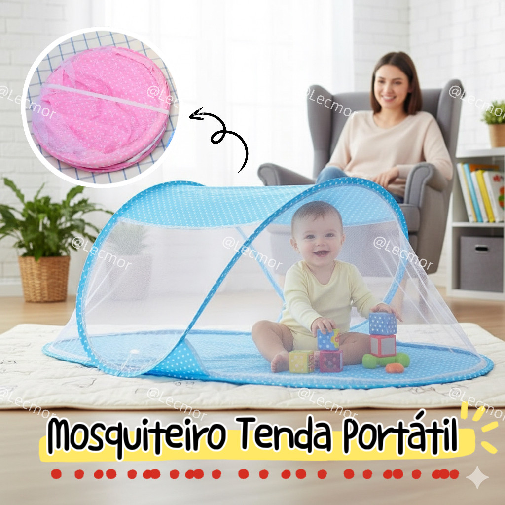 Mosquiteiro Berço Portátil Tenda para Bebê Dobrável com Fundo Cama Portátil de Viagem Proteção Anti Mosquito em Oferta na Shopee