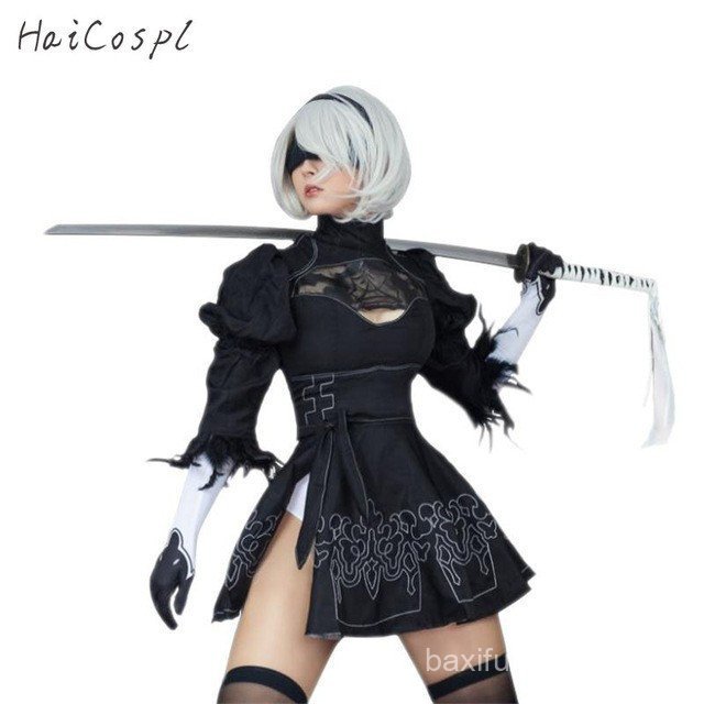 Nier Automata Yorha 2B Cosplay Terno Anime Roupa Feminina Disfarce Traje Conjunto Fantasia Halloween Meninas Festa Vesti em Oferta na Shopee