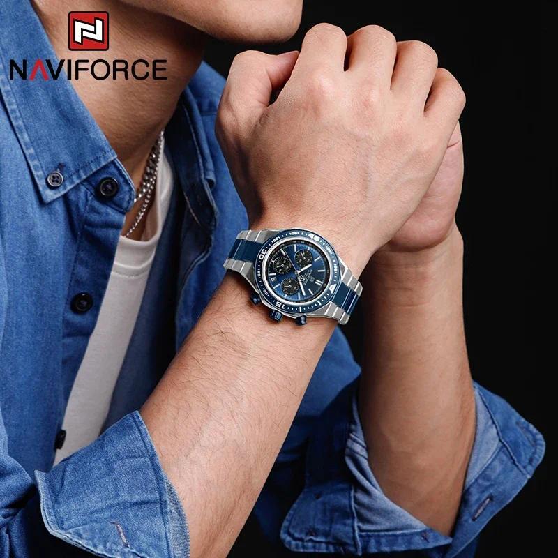 NAVIFORCE Marca Original Relógio Masculino Esporte Luxo Militar Cronógrafo À Prova Dwaterproof Água De Pulso Aço Inoxidá