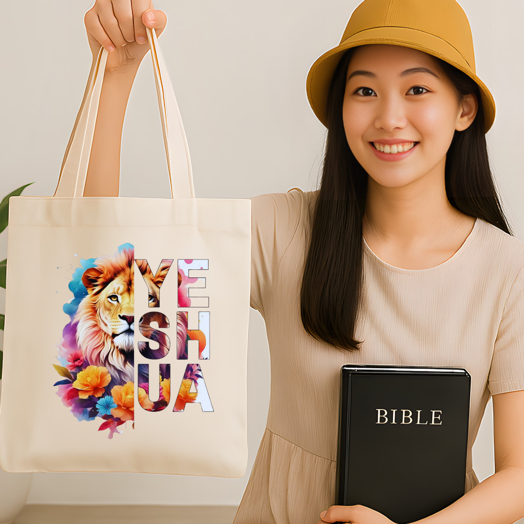 Ecobag Gospel Estampada Cristã | Sacola Algodão Cru | Bolsa Feminina Cristã | Bíblia & Devocional
