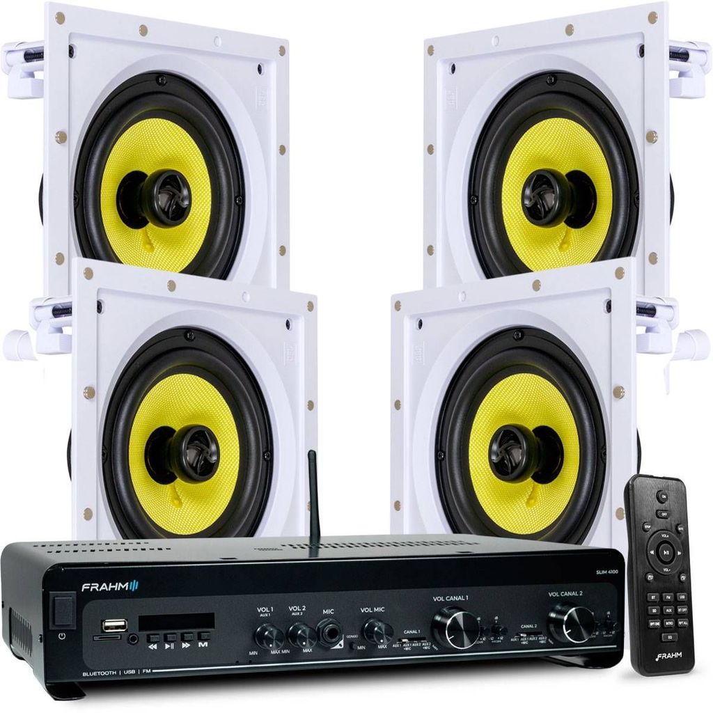Kit Som Ambiente Bluetooth 4100 + 4 Caixas De Som Embutir