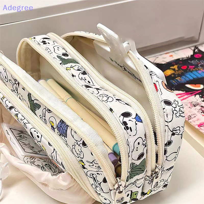 Adegree Kids Kawaii Pen Box Snoopy Pencil Case Cordão Cartoon Bag Grande Capacidade Mulheres Estudantes Meninas Escola P em Oferta na Shopee