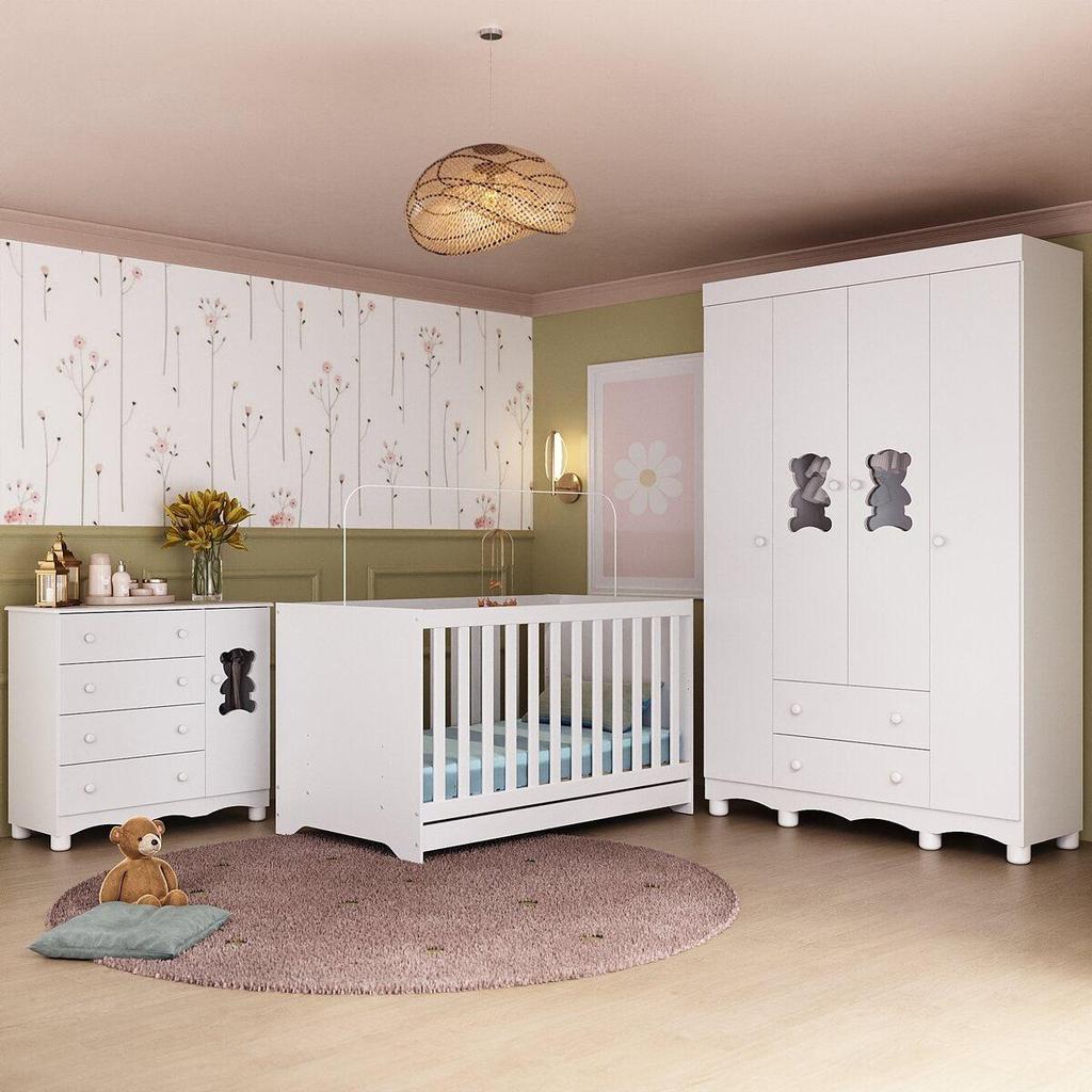 Quarto de Bebê Completo com Berço Americano 3 em 1 Ternura Multimóveis MP4647