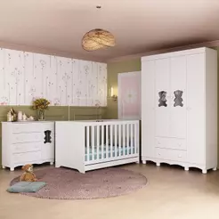 Quarto de Bebê Completo com Berço Americano 3 em 1 Ternura Multimóveis MP4647