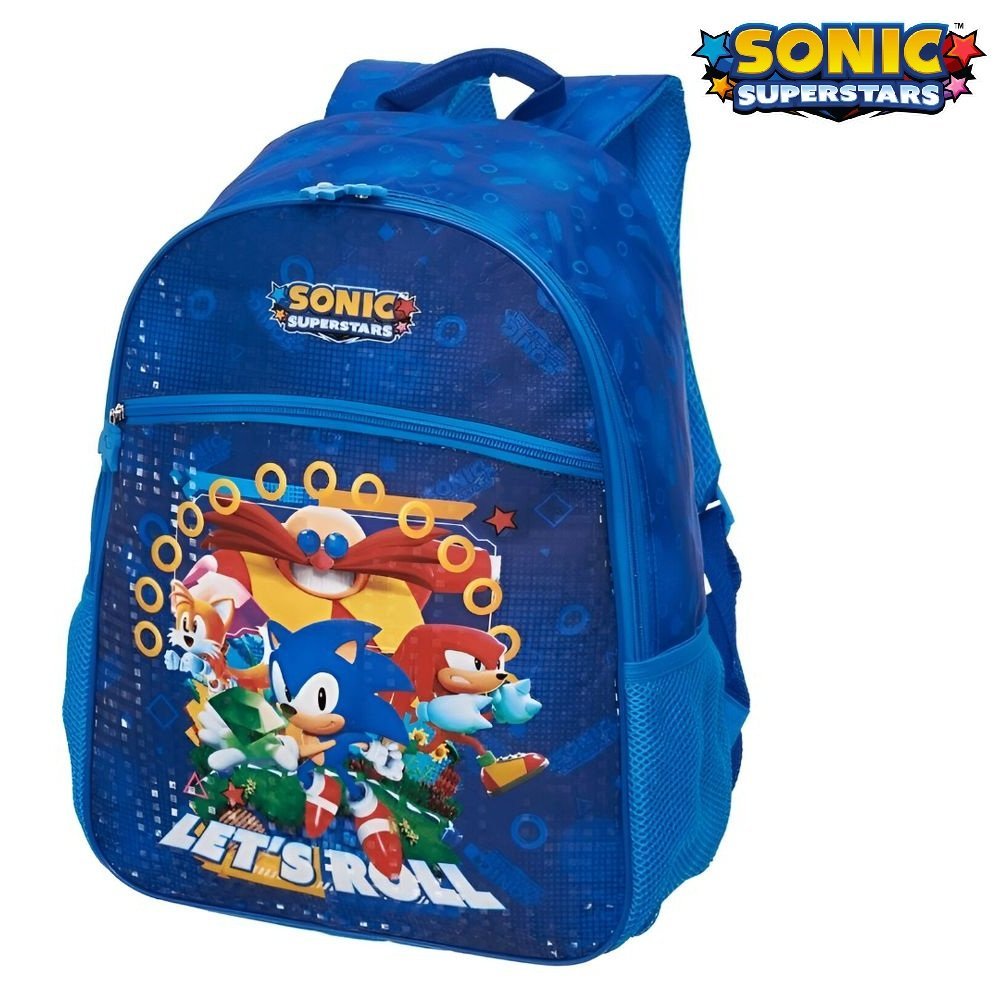 Mochila De Costas Infantil Sonic Superstar Azul Pacific