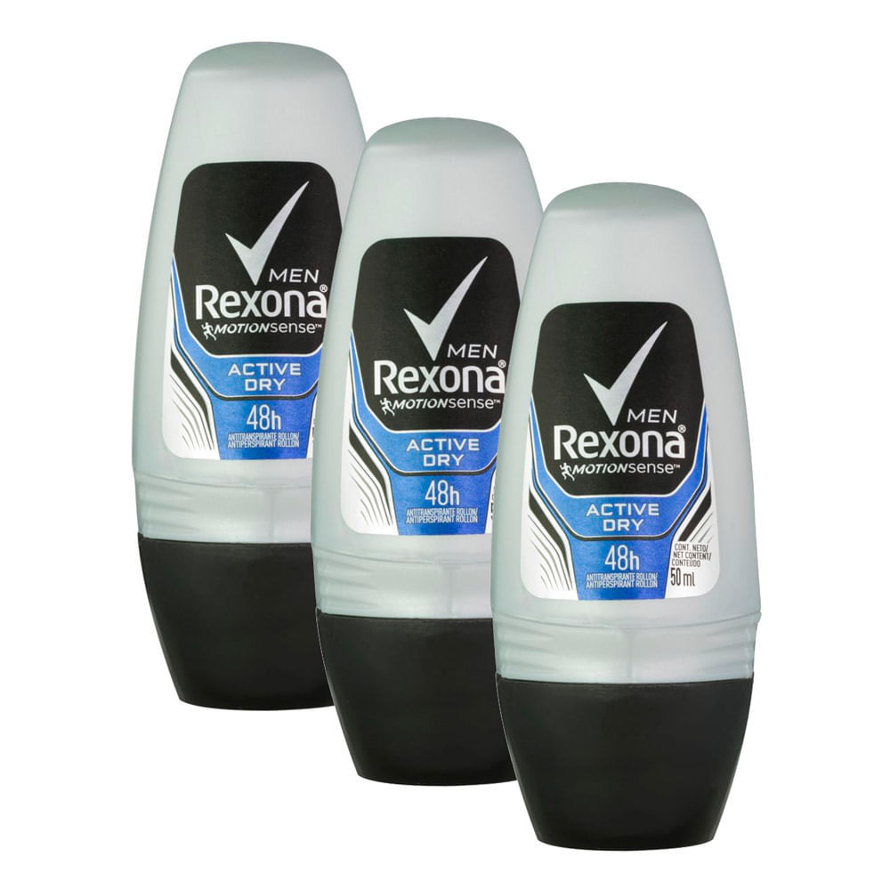 Kit 3 Desodorante Rexona Active Dry 72h 50ml em Oferta na Shopee