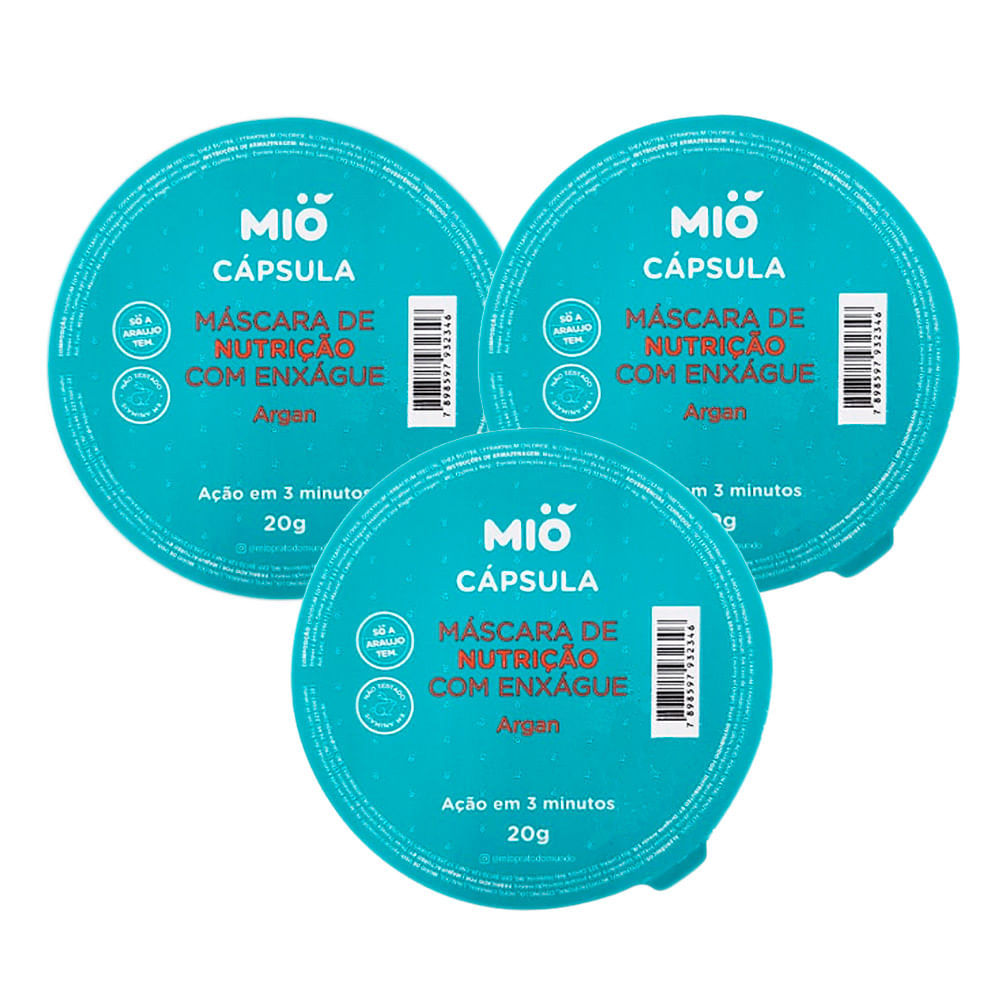 Kit 3 Máscara de Nutrição Capilar Mió Argan Cápsula 20g em Oferta na Shopee