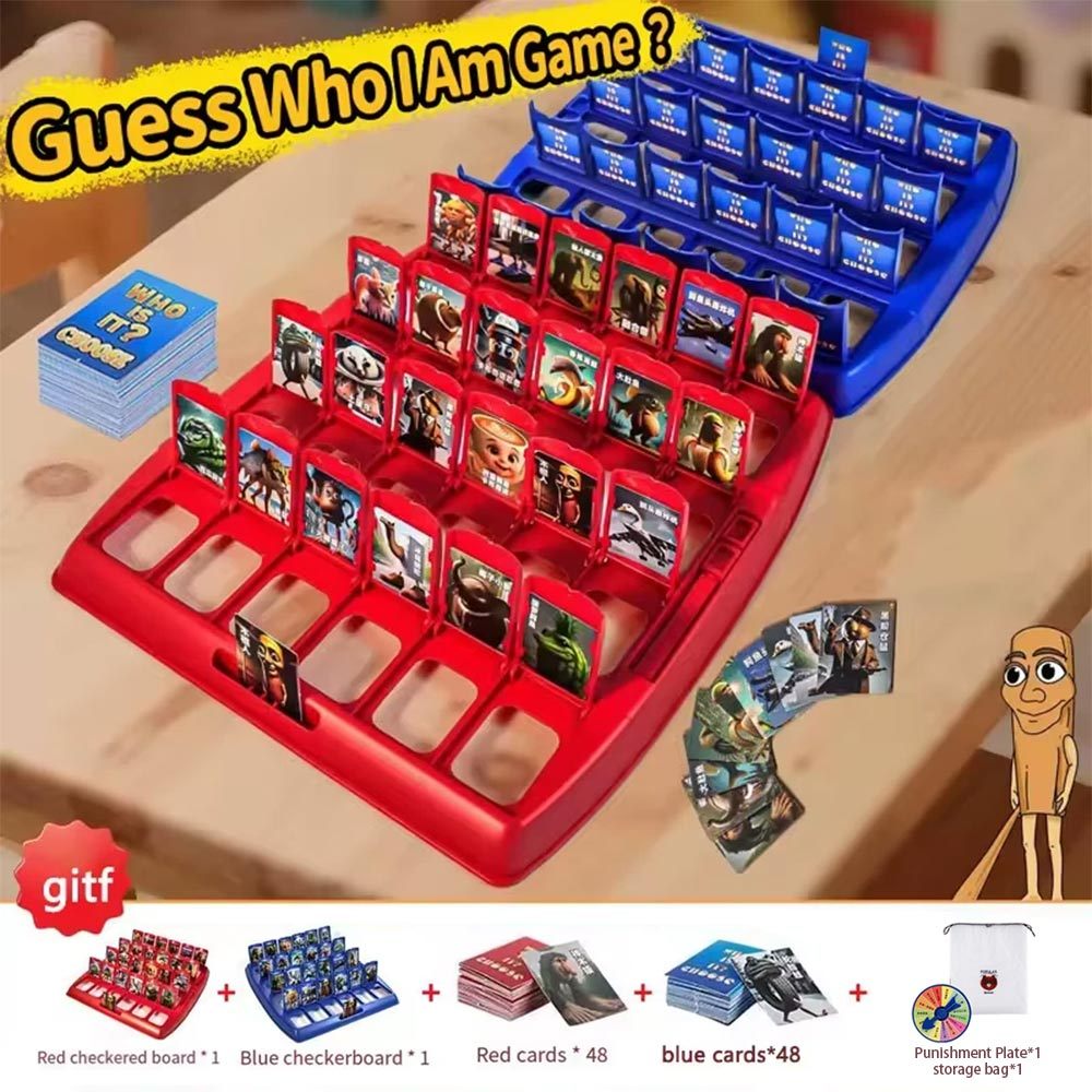 Guess Who I Am Board Game Family Guessing Character Card Game With Penalty Wheel Storage Bag Kids Interactive Party Toy