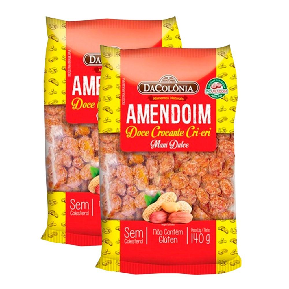 Kit 2 Amendoim Doce Crocante Cri-Cri DaColônia 140g em Oferta na Shopee