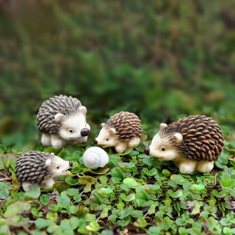 4 Pçs/set Mini Miniaturas De Ouriço De Resina , Estatuetas De Animais Pequenos Para Jardim De Fadas Musgo Paisagem DIY A em Oferta na Shopee