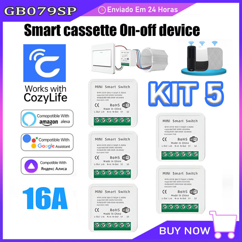 5 Pecas Mini Interruptor Inteligente Wifi  App 16a 110-220v