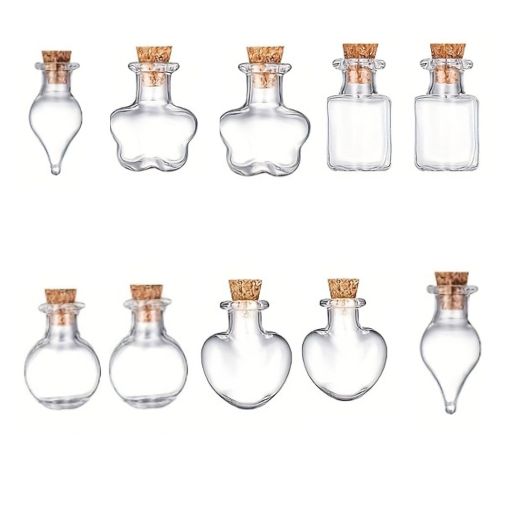 Kit Mini Frascos de plástico 3cm – 5 Estilos para Casamentos, Festas e Artesanato