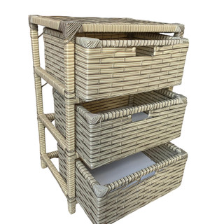Gaveteiro Organizador Fibra Sintética 3 Gavetas 32x44x65 - Mesa de Cabeceira Quarto Banheiro Montado