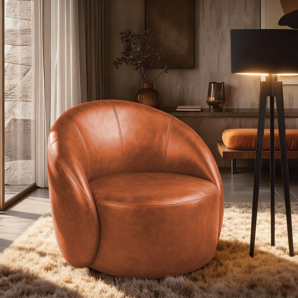 Poltrona Decorativa Orgânica Giratória Lua Sintético PU D03 - D'Rossi