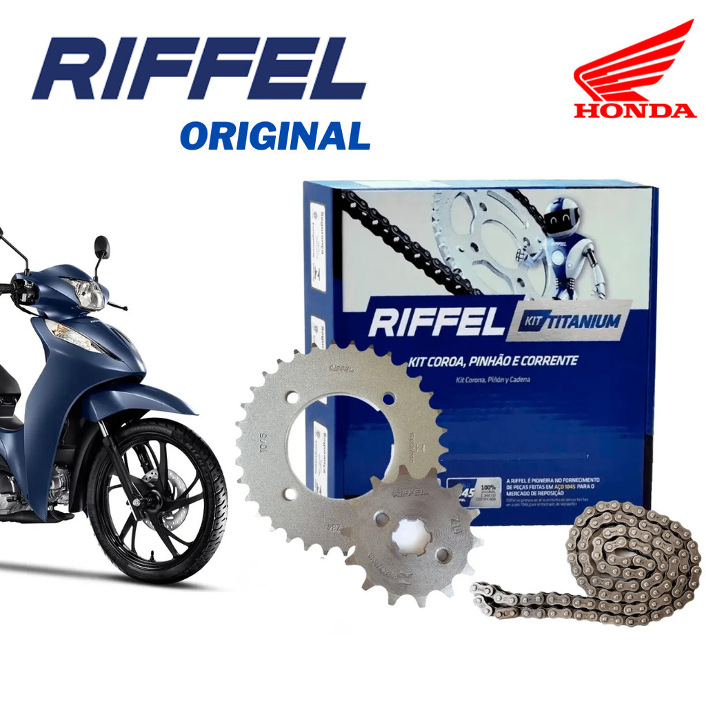Kit Relação Tração Transmissão Honda Biz 125 Biz 110 2005 à 2025 Original Riffel em Oferta na Shopee