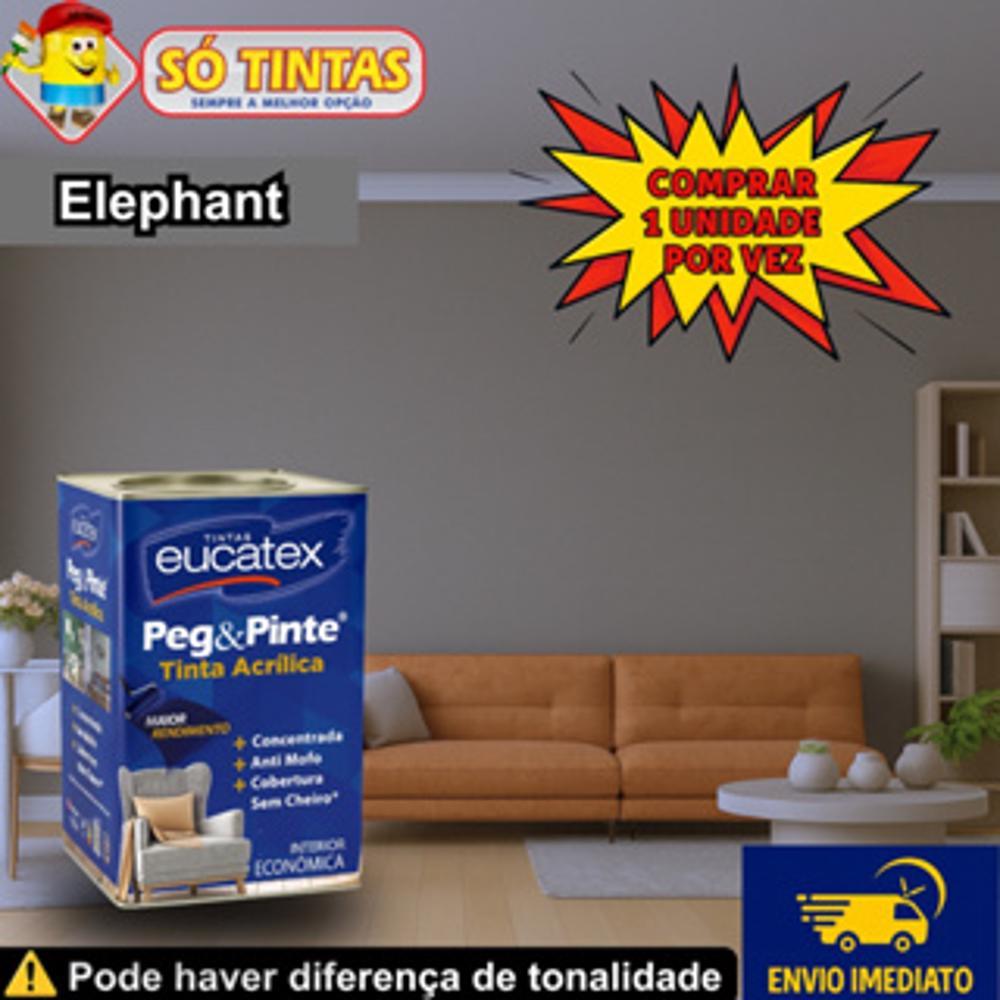 Tinta para Parede Pegue e Pinte Elefante 18 Litros Acrílica Eucatex, Anti Mofo, Sem Cheiro, Interna em Oferta na Shopee