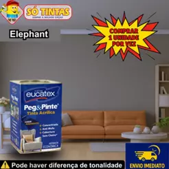 Tinta para Parede Pegue e Pinte Elefante 18 Litros Acrílica Eucatex, Anti Mofo, Sem Cheiro, Interna