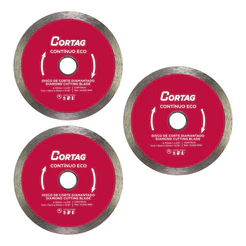 Kit 3 Peças Disco Corte Diamantado Contínuo Eco 110mm Cortag