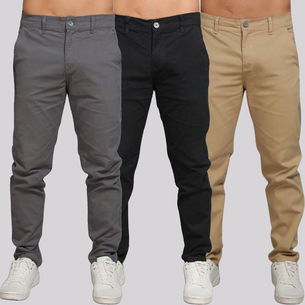 Kit 3 Calça Sarja Masculina Com Bolso Faca C/lycra Elastano