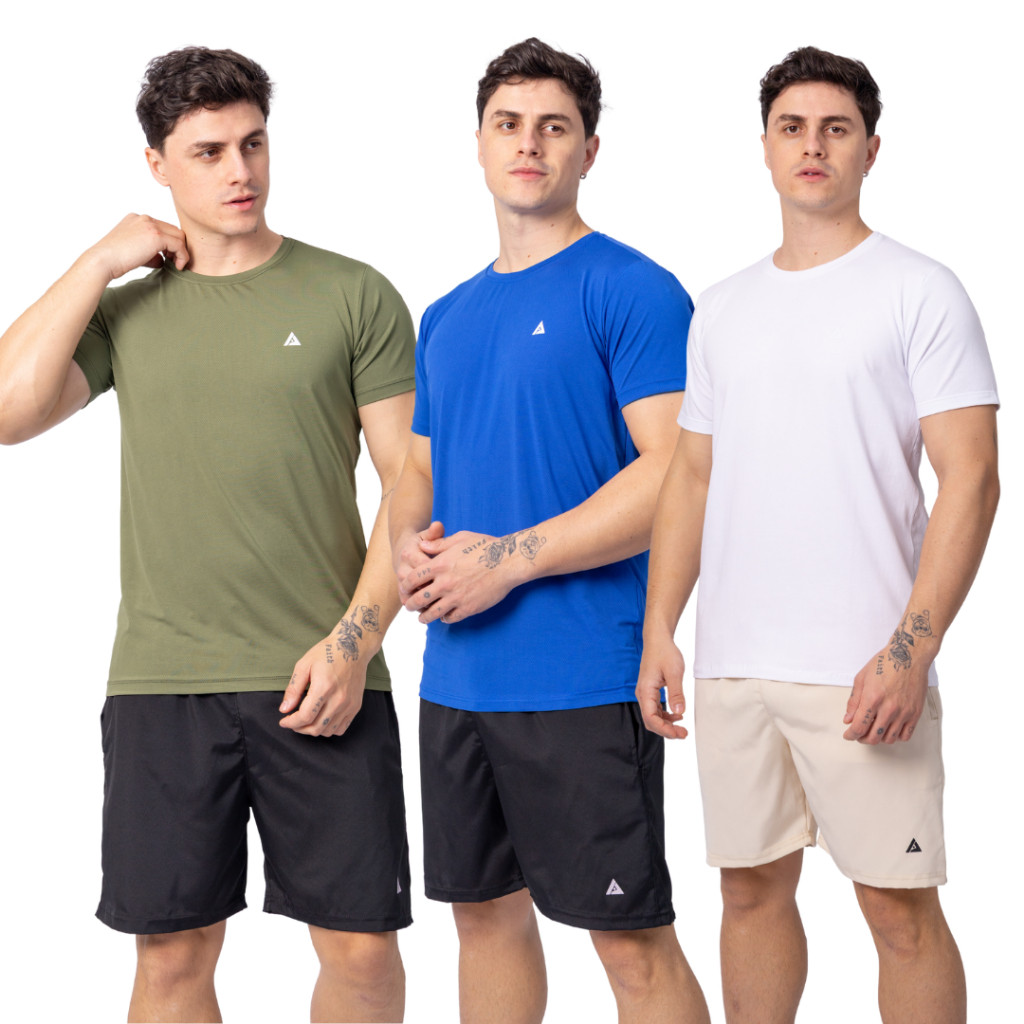 Kit 3 Camisetas Masculina Lisas Dry Fit Manga Curta Academia Camisa Malhar Dia A Dia Premium 7D7