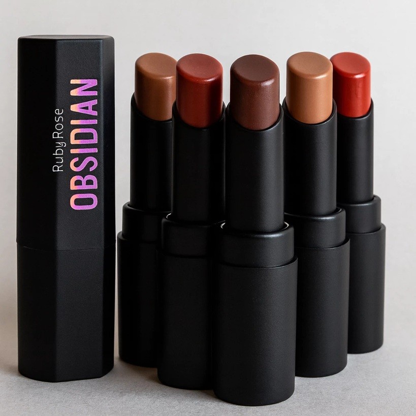 Batom Cream Satin Obsidian Ruby Rose – Alta Cobertura, Conforto e Brilho, 6 cores em Oferta na Shopee