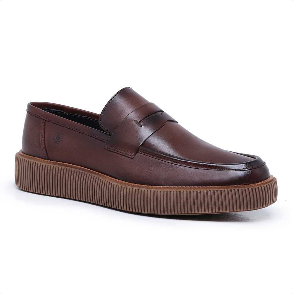 Sapato Masculino Casual Loafer Malbork em Couro Marrom Sola Borracha 2401_01M