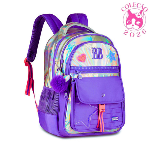 Mochila de Costas Rebecca Bonbon Holo Shine - Clio Style Cor:Roxo
