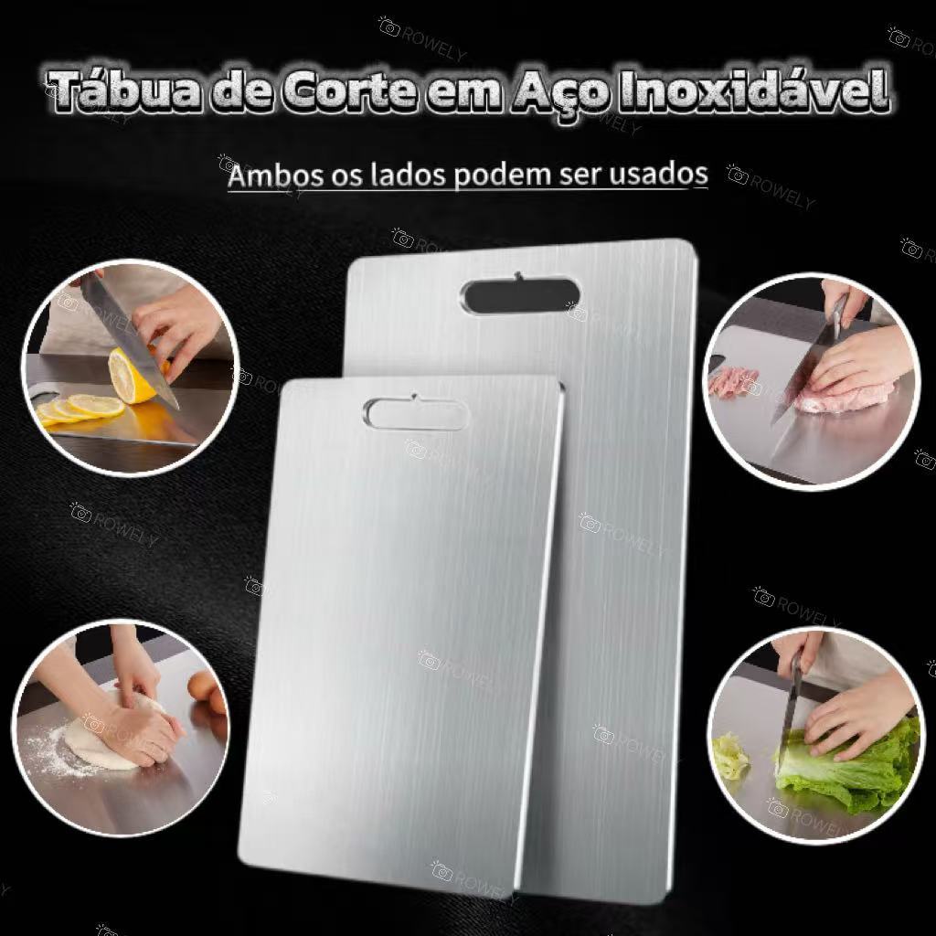 Tábua de Corte Inox Premium Cozinha de Aço Inoxidável Antiodor Ambos os Lados Podem Ser Usados em Oferta na Shopee
