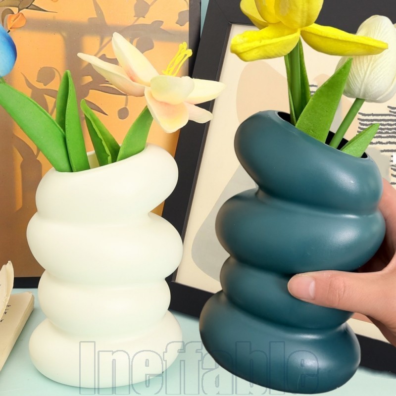 Vaso Espiral De Plástico 2/1 Unidade-Recipiente Para Arranjo De Flores-Floral Seco Estilo INS Nórdico-Ornamento De Mesa