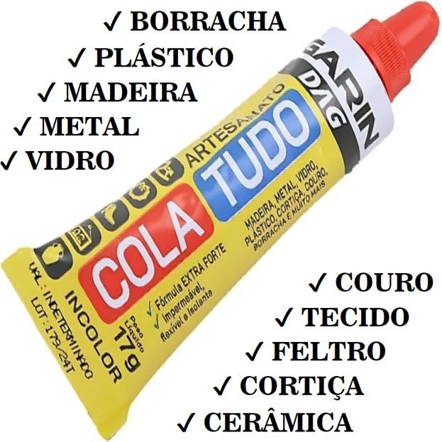 Cola Tudo Incolor Garin - Artesanato, Madeiras, Fórmicas, Couros, Borrachas, Cerâmicas, Vidros, Gesso, Acrílicos, Feltro