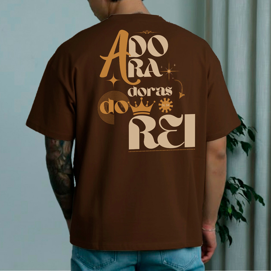 Camiseta Oversized Streetwear Cristã Adoradoras Do Rei Estampada Salmo 34 Fé Feminina Malha Premium Algodão Confortável